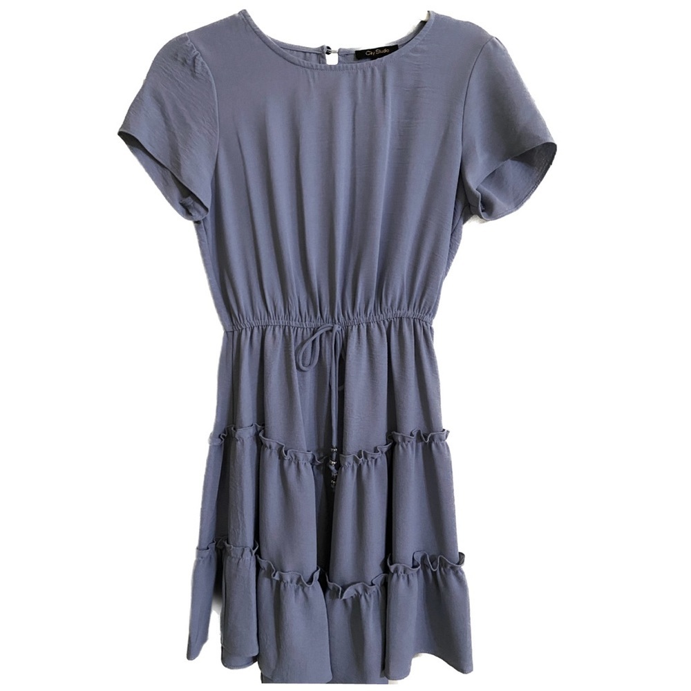 * SALE * City Studio Women’s Periwinkle Mid-Length Ruffled Summer Dress Size Sm